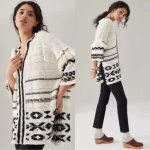 Anthropologie Monochrome Patterned Cardigan